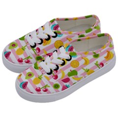 Tropical-fruits-berries-seamless-pattern Kids  Classic Low Top Sneakers by Salman4z