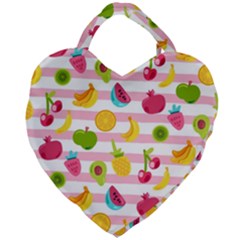 Tropical-fruits-berries-seamless-pattern Giant Heart Shaped Tote by Salman4z