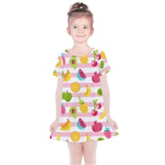 Tropical-fruits-berries-seamless-pattern Kids  Simple Cotton Dress by Salman4z