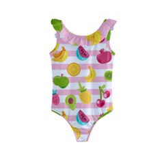 Tropical-fruits-berries-seamless-pattern Kids  Frill Swimsuit by Salman4z