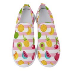 Tropical-fruits-berries-seamless-pattern Women s Slip On Sneakers by Salman4z