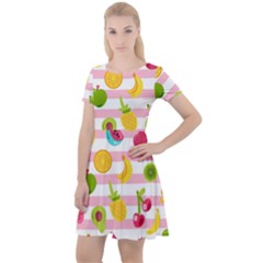 Tropical-fruits-berries-seamless-pattern Cap Sleeve Velour Dress  by Salman4z