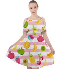 Tropical-fruits-berries-seamless-pattern Cut Out Shoulders Chiffon Dress by Salman4z