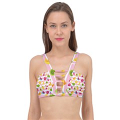 Tropical-fruits-berries-seamless-pattern Cage Up Bikini Top by Salman4z