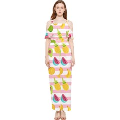 Tropical-fruits-berries-seamless-pattern Draped Sleeveless Chiffon Jumpsuit by Salman4z