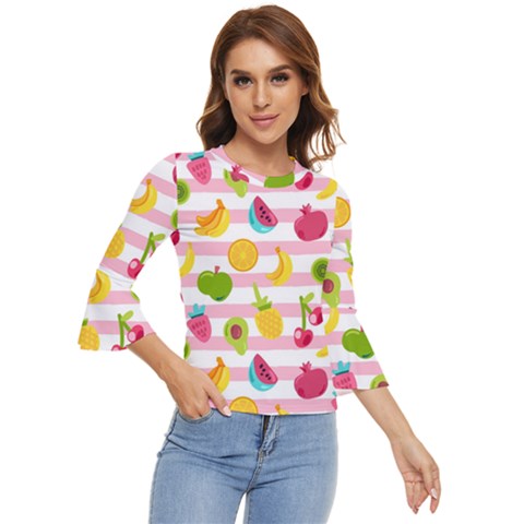 Tropical-fruits-berries-seamless-pattern Bell Sleeve Top by Salman4z