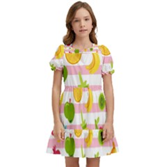 Tropical-fruits-berries-seamless-pattern Kids  Puff Sleeved Dress by Salman4z