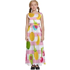 Tropical-fruits-berries-seamless-pattern Kids  Satin Sleeveless Maxi Dress by Salman4z