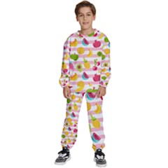 Tropical-fruits-berries-seamless-pattern Kids  Sweatshirt Set by Salman4z