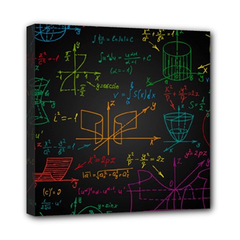 Mathematical-colorful-formulas-drawn-by-hand-black-chalkboard Mini Canvas 8  X 8  (stretched) by Salman4z