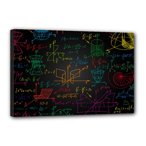 Mathematical-colorful-formulas-drawn-by-hand-black-chalkboard Canvas 18  X 12  (stretched) by Salman4z