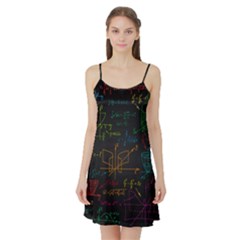 Mathematical-colorful-formulas-drawn-by-hand-black-chalkboard Satin Night Slip by Salman4z