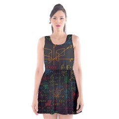 Mathematical-colorful-formulas-drawn-by-hand-black-chalkboard Scoop Neck Skater Dress by Salman4z