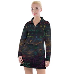 Mathematical-colorful-formulas-drawn-by-hand-black-chalkboard Women s Long Sleeve Casual Dress