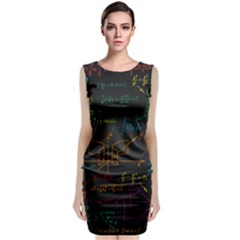 Mathematical-colorful-formulas-drawn-by-hand-black-chalkboard Classic Sleeveless Midi Dress by Salman4z