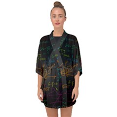 Mathematical-colorful-formulas-drawn-by-hand-black-chalkboard Half Sleeve Chiffon Kimono by Salman4z