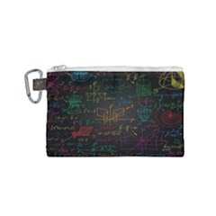 Mathematical-colorful-formulas-drawn-by-hand-black-chalkboard Canvas Cosmetic Bag (small) by Salman4z