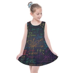 Mathematical-colorful-formulas-drawn-by-hand-black-chalkboard Kids  Summer Dress by Salman4z