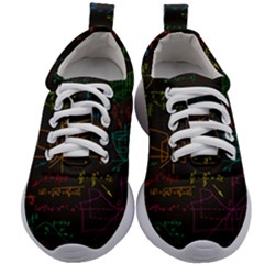 Mathematical-colorful-formulas-drawn-by-hand-black-chalkboard Kids Athletic Shoes by Salman4z