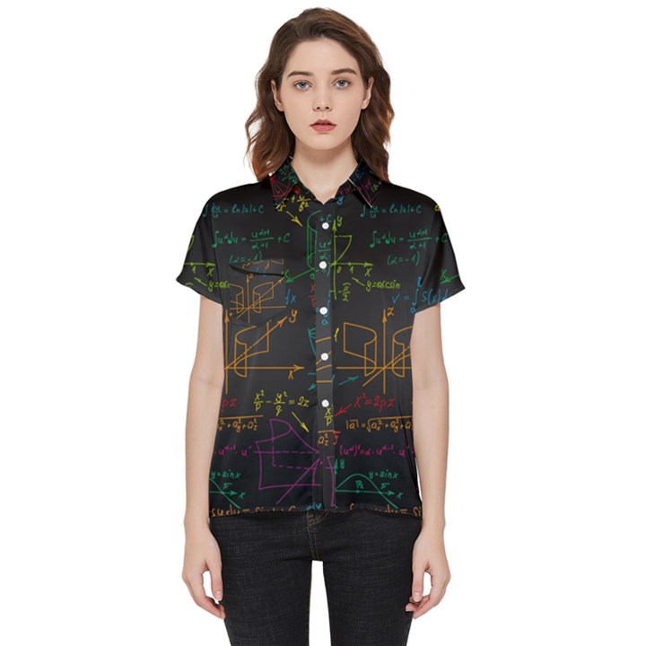 Mathematical-colorful-formulas-drawn-by-hand-black-chalkboard Short Sleeve Pocket Shirt