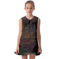 Mathematical-colorful-formulas-drawn-by-hand-black-chalkboard Kids  Pilgrim Collar Ruffle Hem Dress by Salman4z