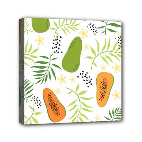 Seamless-tropical-pattern-with-papaya Mini Canvas 6  X 6  (stretched) by Salman4z