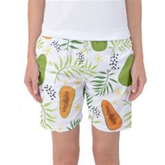 Seamless-tropical-pattern-with-papaya Women s Basketball Shorts by Salman4z