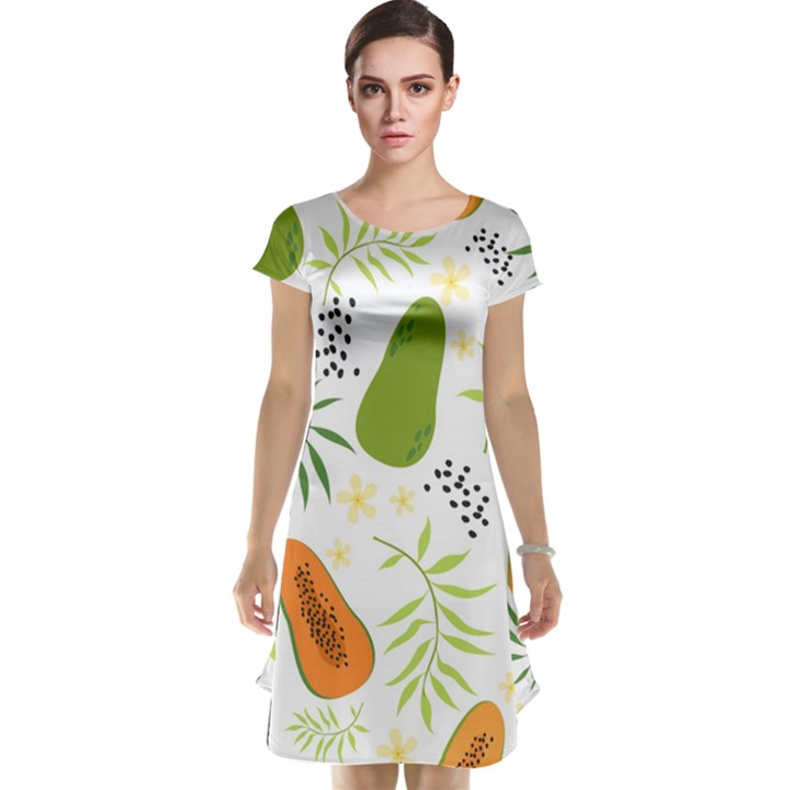 Seamless-tropical-pattern-with-papaya Cap Sleeve Nightdress