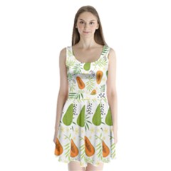 Seamless-tropical-pattern-with-papaya Split Back Mini Dress  by Salman4z