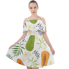 Seamless-tropical-pattern-with-papaya Cut Out Shoulders Chiffon Dress by Salman4z