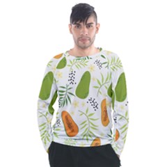 Seamless-tropical-pattern-with-papaya Men s Long Sleeve Raglan Tee