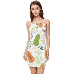 Seamless-tropical-pattern-with-papaya Summer Tie Front Dress by Salman4z