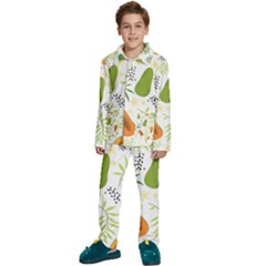 Seamless-tropical-pattern-with-papaya Kids  Long Sleeve Velvet Pajamas Set by Salman4z