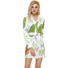 Seamless-tropical-pattern-with-papaya Long Sleeve Satin Robe by Salman4z