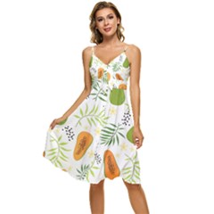 Seamless-tropical-pattern-with-papaya Sleeveless Tie Front Chiffon Dress by Salman4z