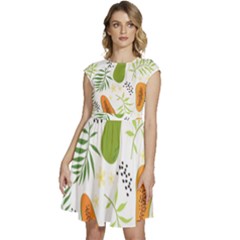 Seamless-tropical-pattern-with-papaya Cap Sleeve High Waist Dress by Salman4z