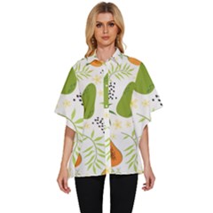 Seamless-tropical-pattern-with-papaya Women s Batwing Button Up Shirt