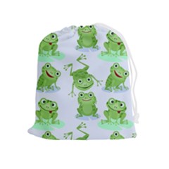 Cute-green-frogs-seamless-pattern Drawstring Pouch (xl) by Salman4z