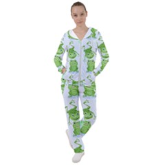 Cute-green-frogs-seamless-pattern Women s Tracksuit by Salman4z