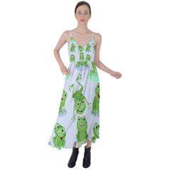 Cute-green-frogs-seamless-pattern Tie Back Maxi Dress by Salman4z