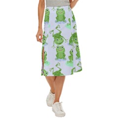 Cute-green-frogs-seamless-pattern Midi Panel Skirt by Salman4z