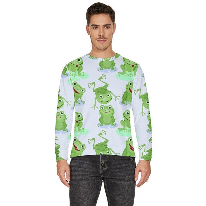 Cute-green-frogs-seamless-pattern Men s Fleece Sweatshirt