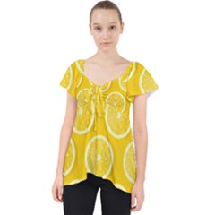 Lemon-fruits-slice-seamless-pattern Lace Front Dolly Top by Salman4z