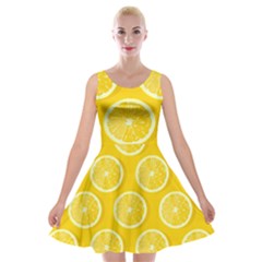 Lemon-fruits-slice-seamless-pattern Velvet Skater Dress by Salman4z