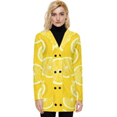 Lemon-fruits-slice-seamless-pattern Button Up Hooded Coat  by Salman4z