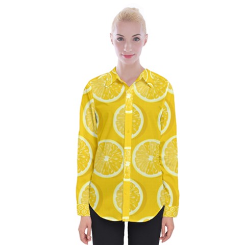 Lemon-fruits-slice-seamless-pattern Womens Long Sleeve Shirt by Salman4z