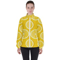 Lemon-fruits-slice-seamless-pattern Women s High Neck Windbreaker by Salman4z