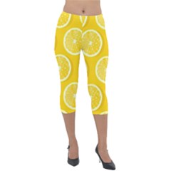 Lemon-fruits-slice-seamless-pattern Lightweight Velour Capri Leggings  by Salman4z