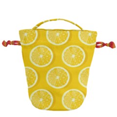 Lemon-fruits-slice-seamless-pattern Drawstring Bucket Bag by Salman4z