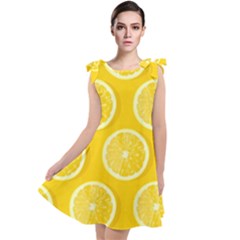 Lemon-fruits-slice-seamless-pattern Tie Up Tunic Dress by Salman4z